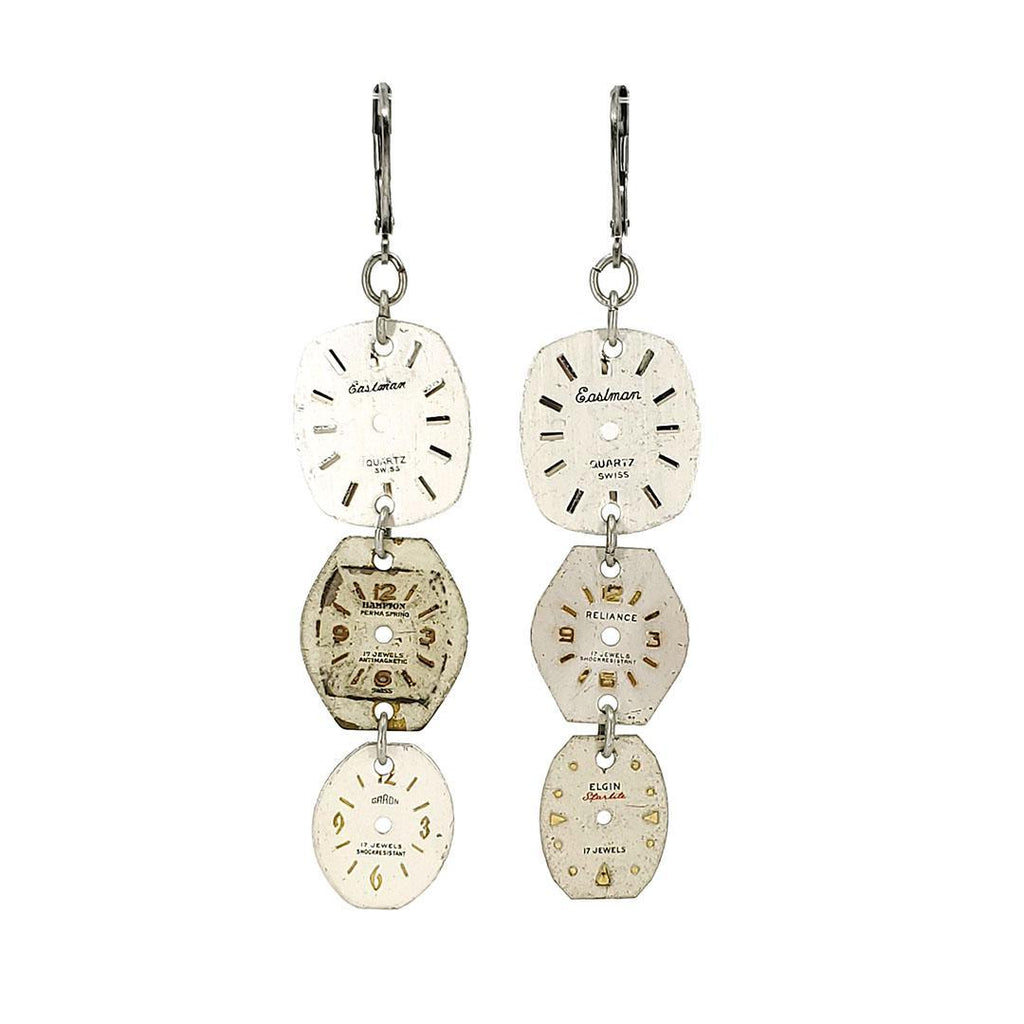 Earrings - Watch Dial Trio - Stainless Steel (A or B) by Christine Stoll Studio