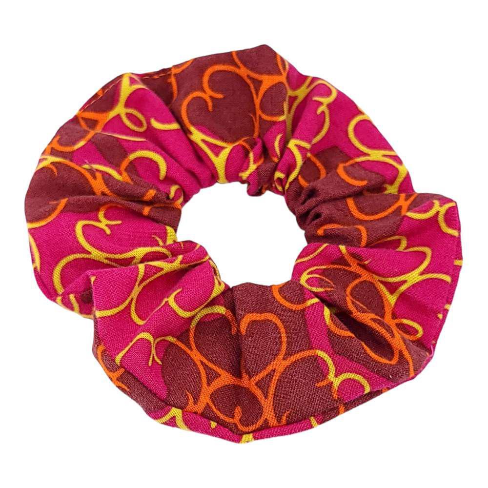 Hair Accessory - Classic Scrunchy in Pink Curlicues by imakecutestuff