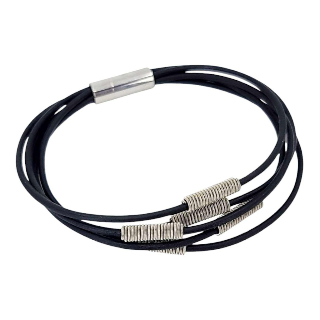 Bracelet - L - Arpeggio Leather (Black) by High Strung Studios