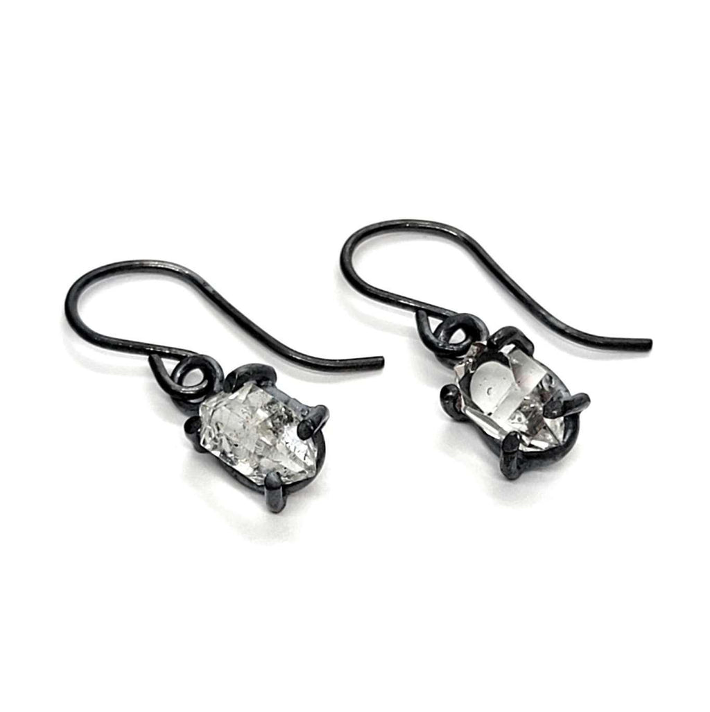 Earrings - Classic Herkimer Drops in Oxidized Sterling Silver by Storica Studio