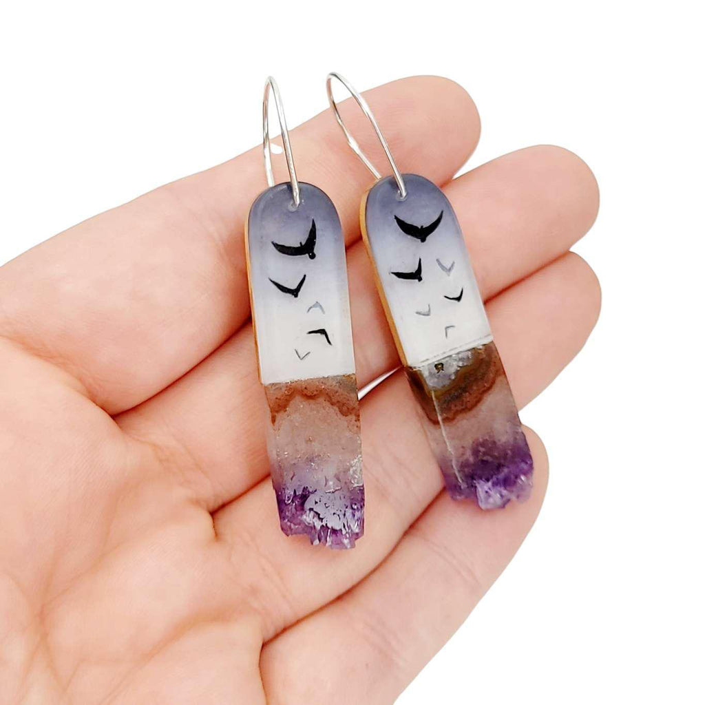 Earrings - Crystal Flock (Smoky Amethyst) by Fernworks