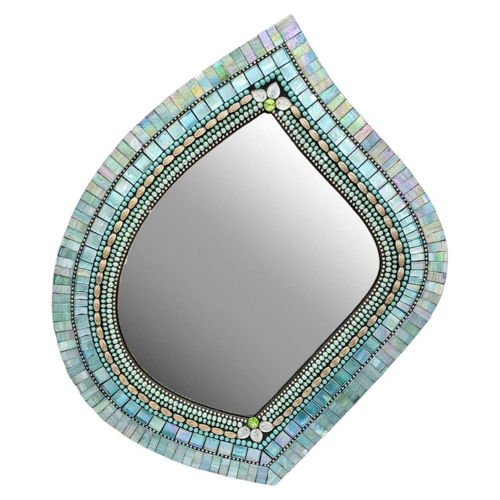 Mosaic Mirror - 16x18in Leaf (Seafoam) by Zetamari Mosaic Artworks