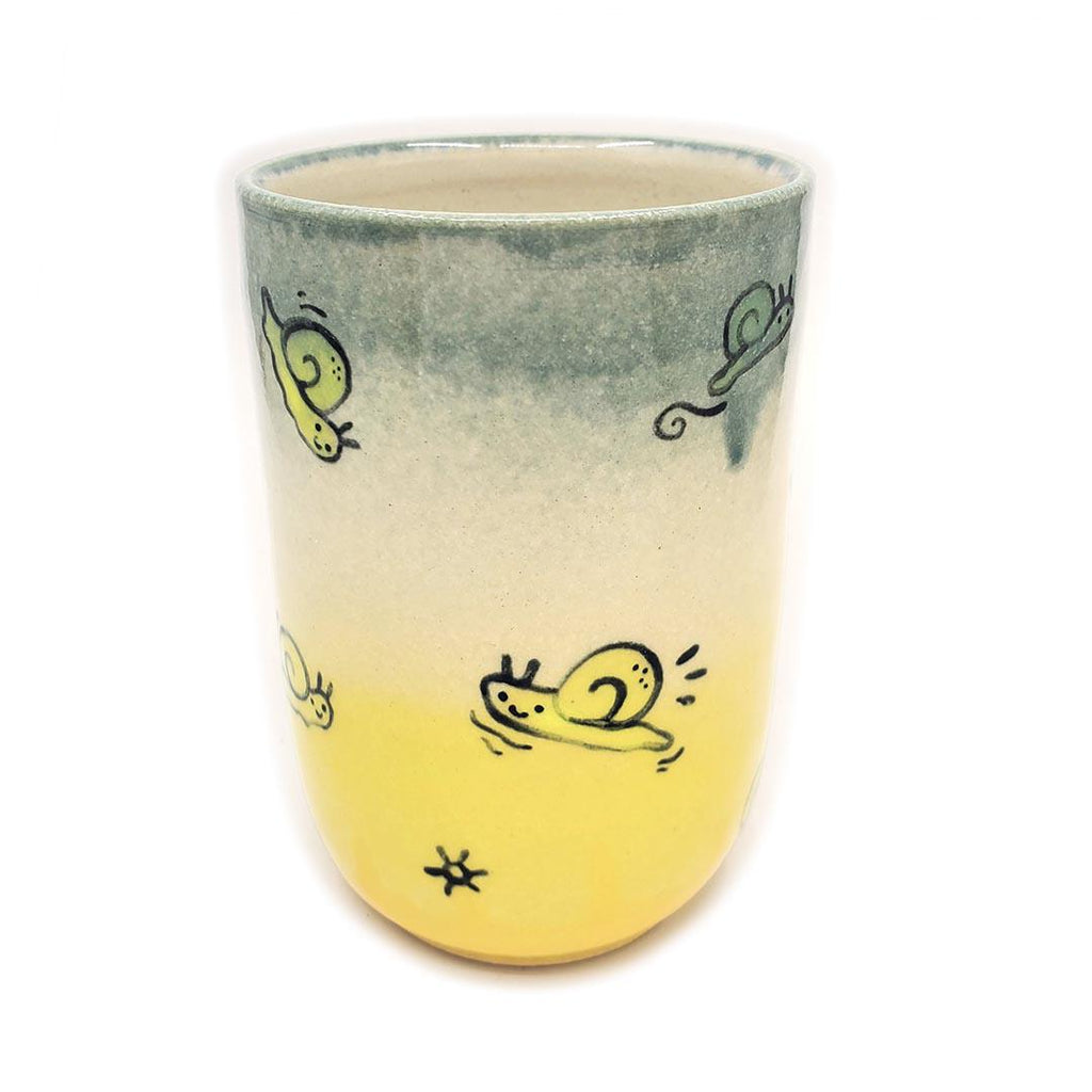 Tall Tumbler - 12 oz - Yellow Snail by Dwadlings