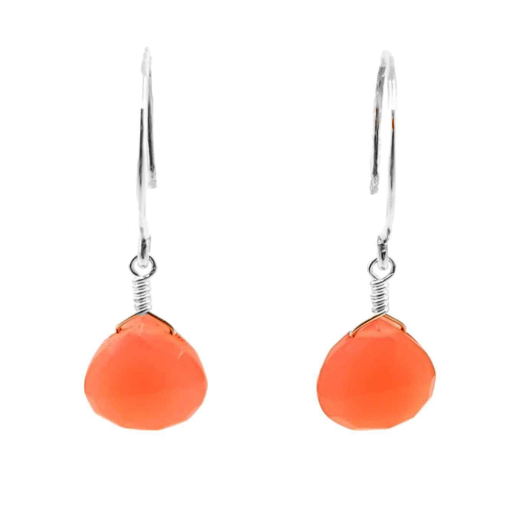 Earrings - Ruby Chalcedony (Orange) Gemstone Drops Sterling by Foamy Wader