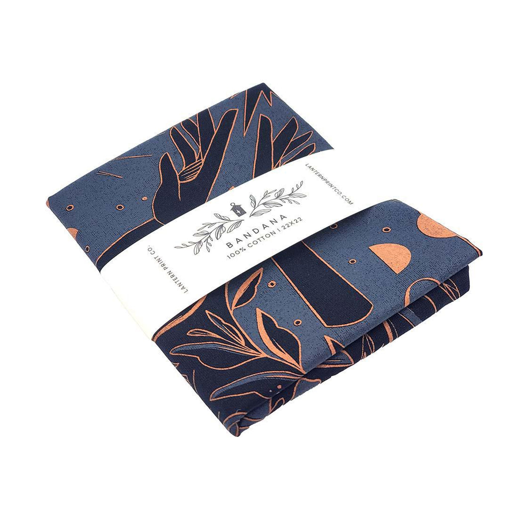 (30% Off) Bandana - Navy and Copper Luminary on Black by Lantern Print Co