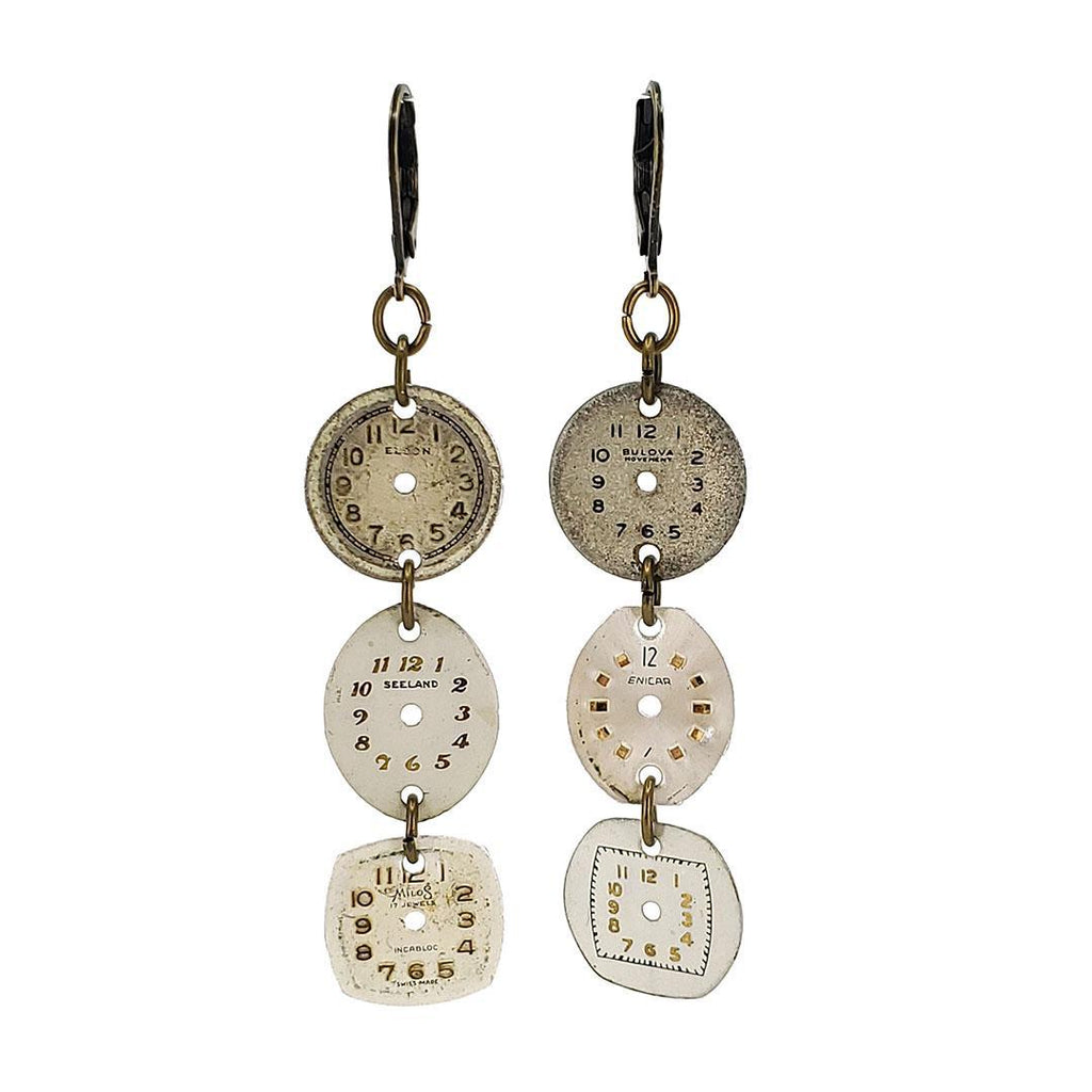 Earrings - Watch Dials Trio - Antiqued Brass (A, B, or C) by Christine Stoll