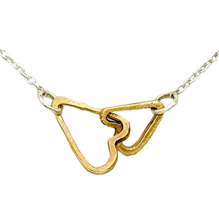 Necklace - Linked Hearts in 14k Yellow Gold with Sterling Silver Chain by Michelle Chang