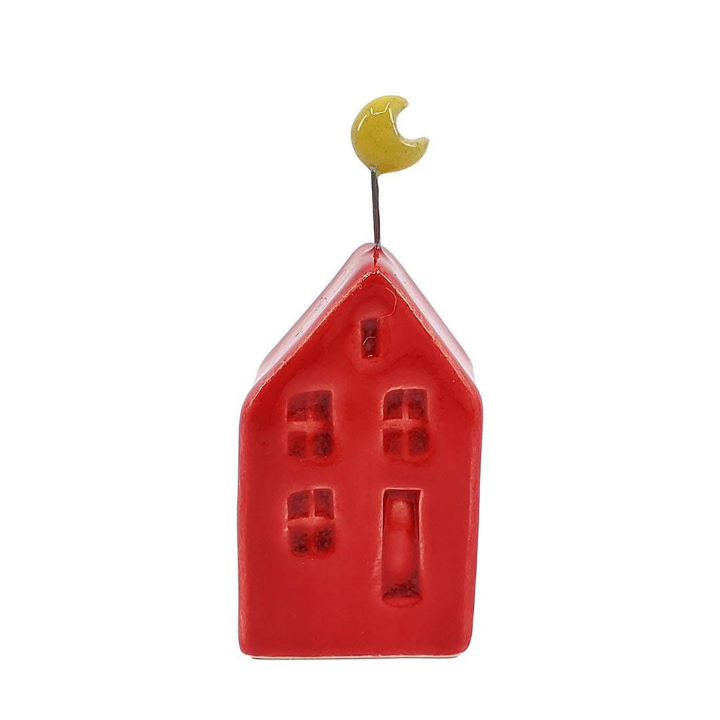 Tiny Pottery House - Red with Moon by Tasha McKelvey
