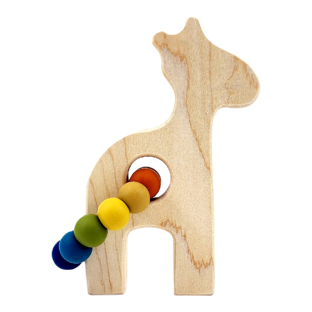 (30% Off) Wooden Grasping Toy - Giraffe (Mother Nature) with Teething Beads by Bannor Toys