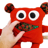 Plush - 11in - Small Chomper Buddy (Red Poinsettias) by Peek A Boo Plush, image 5 of 7
