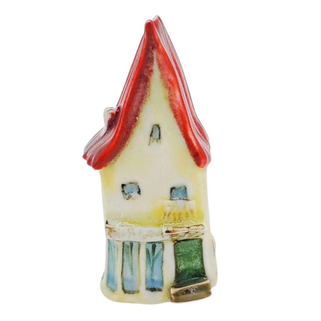 Collectible - Tiny House - Spirit LA BOO (Pale Yellow Walls, Green Door, Red Roof) by Mist Ceramics