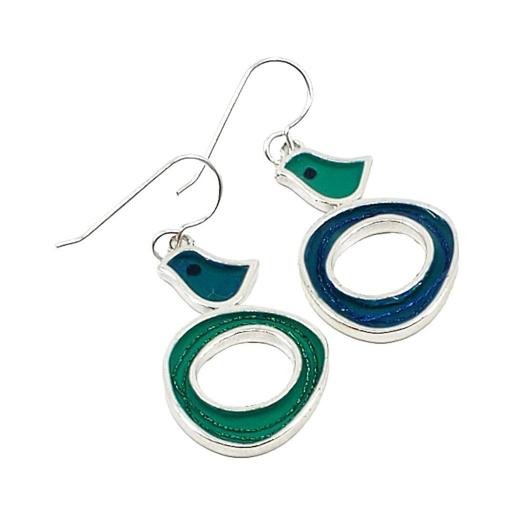 Earrings - Bird Nest (Teal Green) by Happy Art Studio