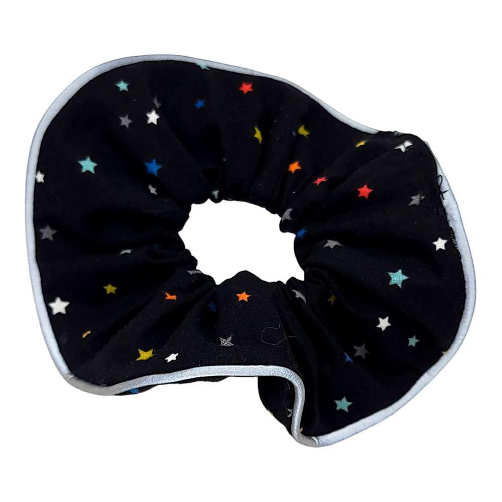 Hair Accessory - Reflective Piped Scrunchy in Colorful Tiny Stars by imakecutestuff
