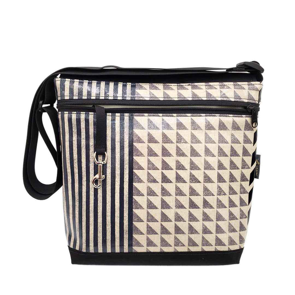 Messenger Bag - Reinforced Tall - Geo Gray Stripe Gray by Laarni and Tita