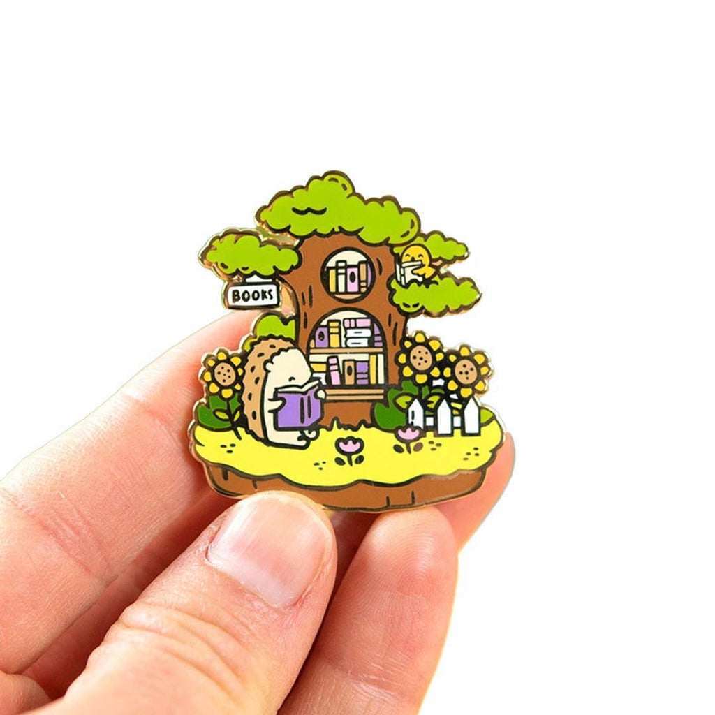 Enamel Pin - Large - Tiny Shops Book Shop Hedgehog by The Clever Clove