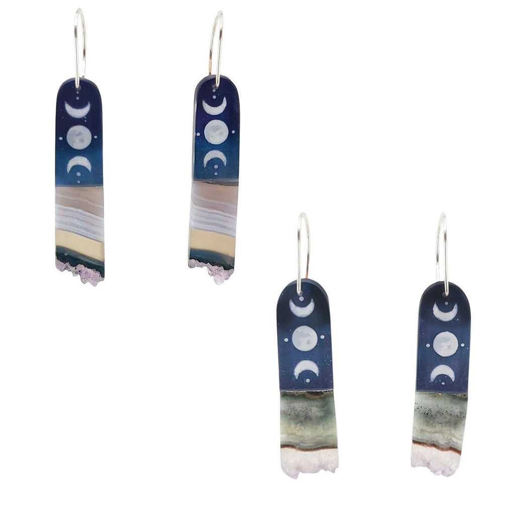 Earrings - Crystal Moons Drops by Fernworks