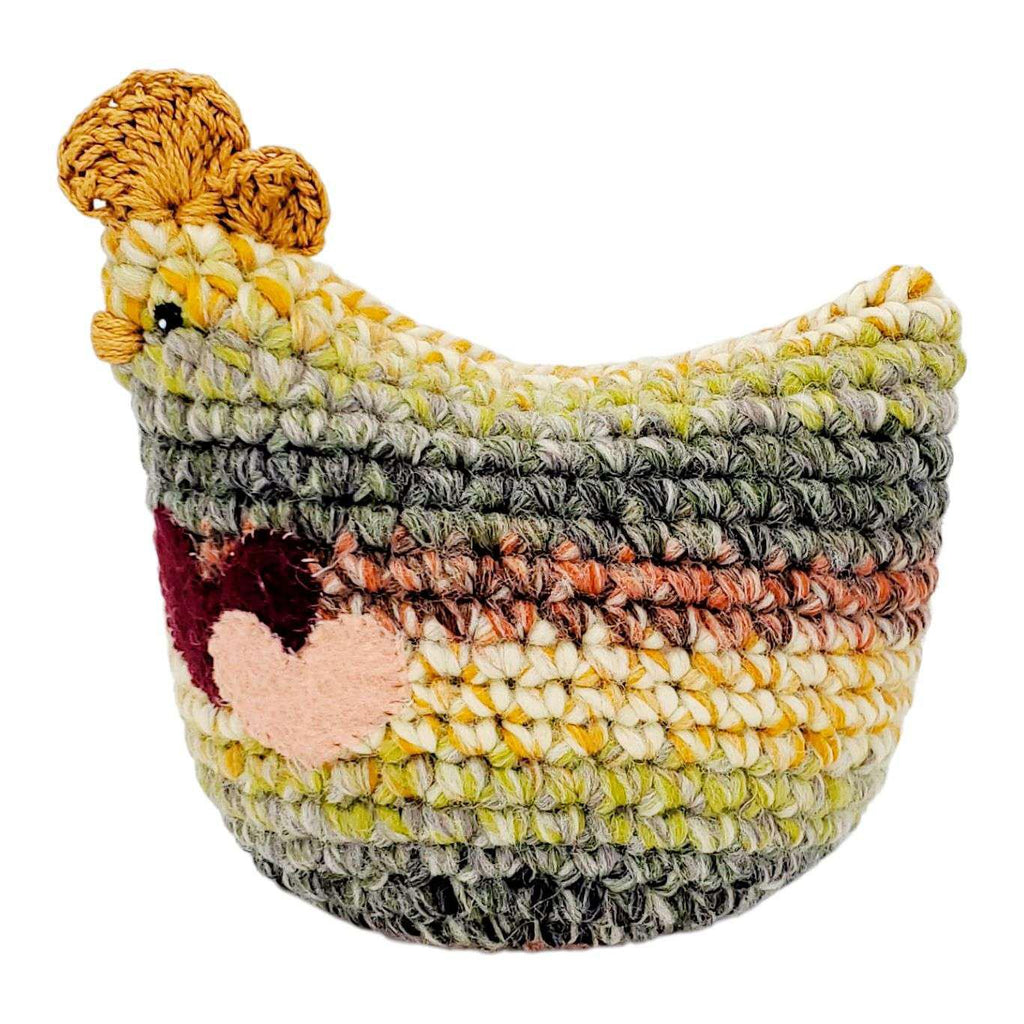 Plush Toy - Large Striped Chicken (Yellow, Grey, Gold, Brown) by Moyo Workshop