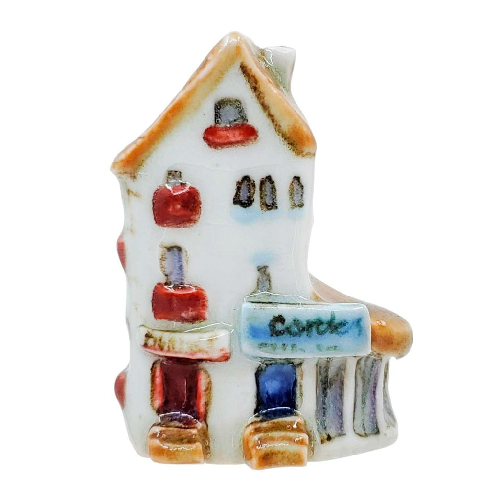 Collectible - Tiny House - Cordes (White Walls, Red Blue Doors, Brown Roof) by Mist Ceramics