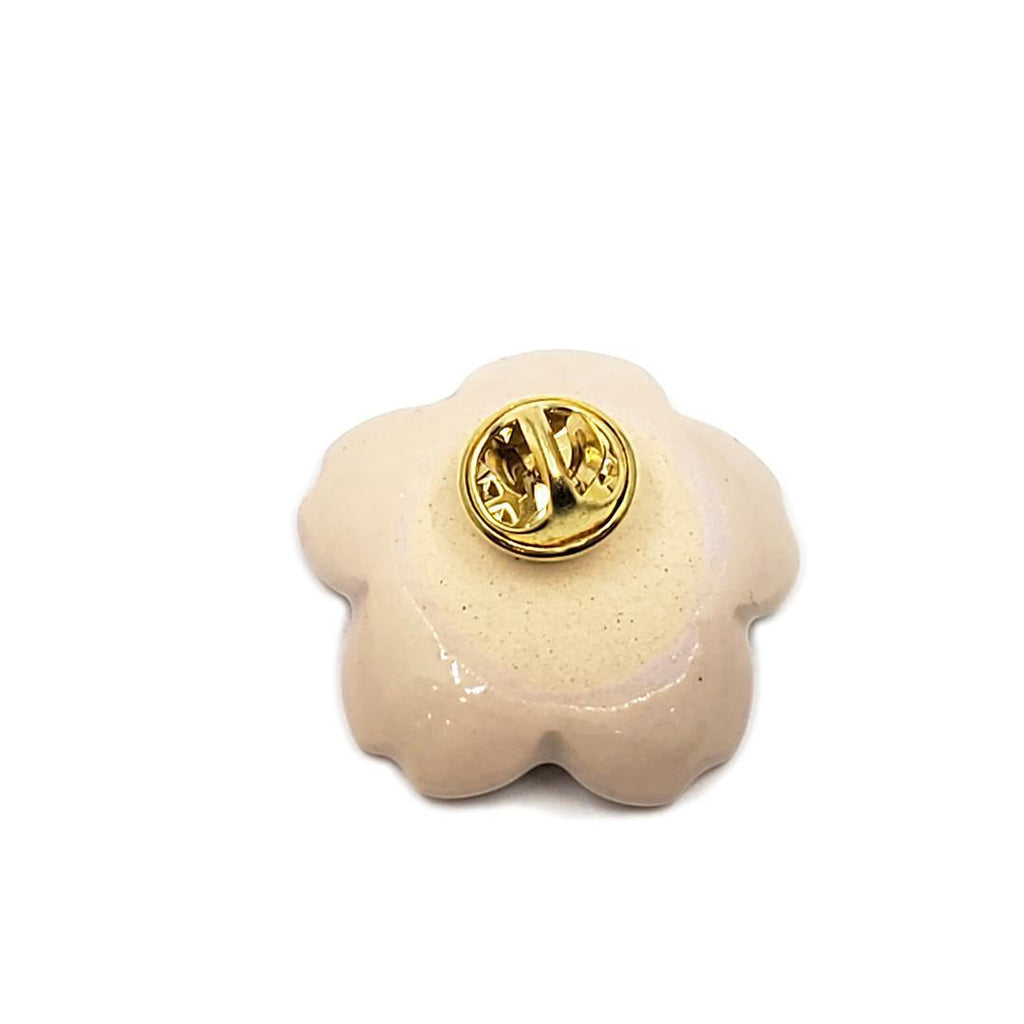 (20% Off) Ceramic Pin - Flower Dark and Light Pink with White Dots by Jennifer Fujimoto