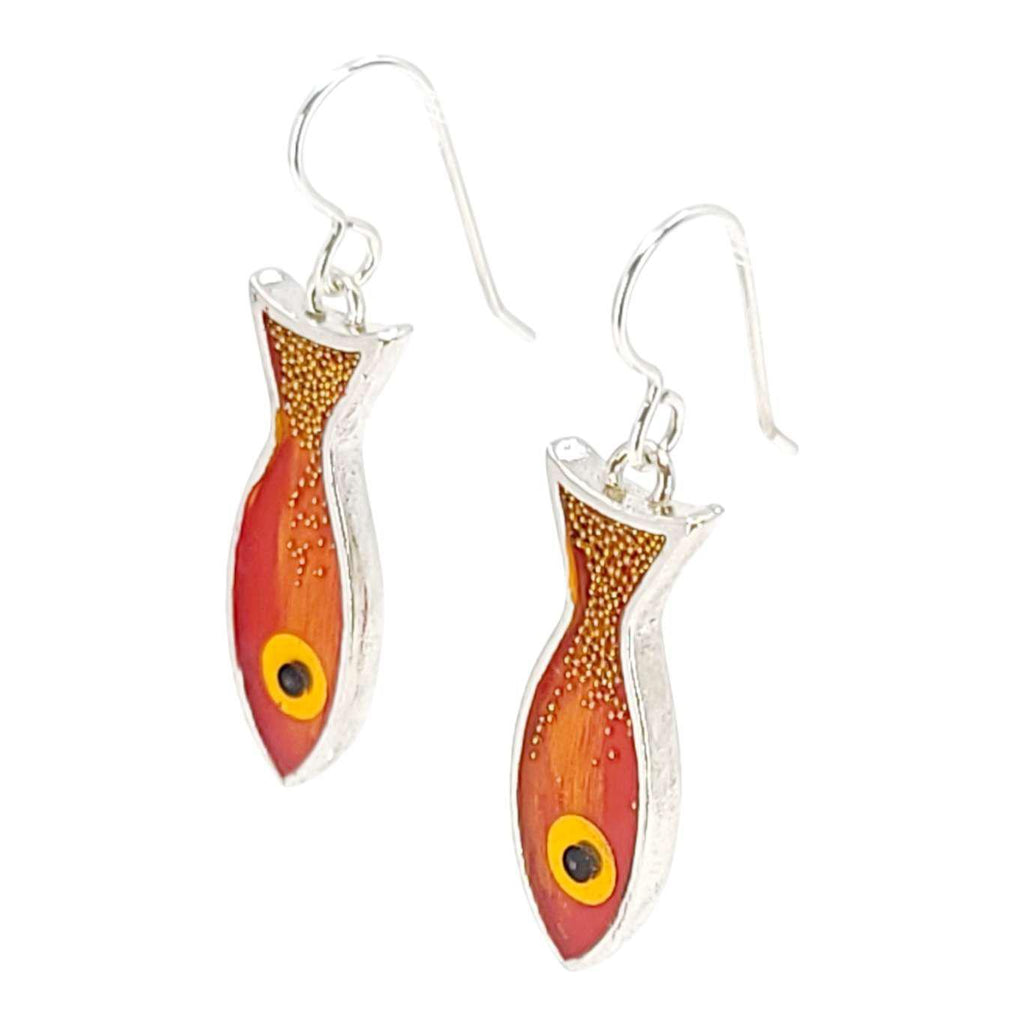 Earrings - Fish (Red Orange) by Happy Art Studio