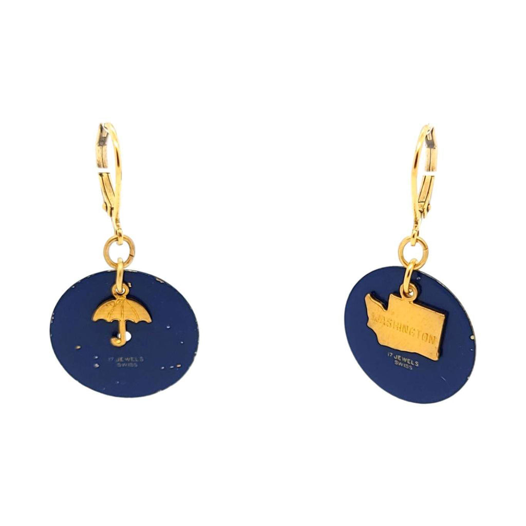 Earrings - Watch Dials - WA Umbrella 24k Gold Plated Earwires by Christine Stoll | Altered Relics