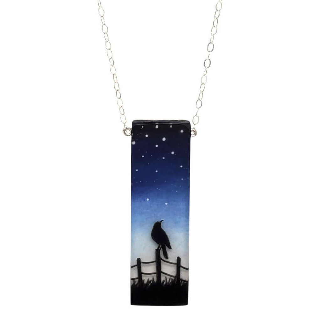 Necklace - Starry Night Bird Painted by Fernworks