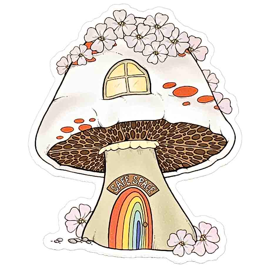 Sticker - Safe Space White Mushroom House World of Whimm