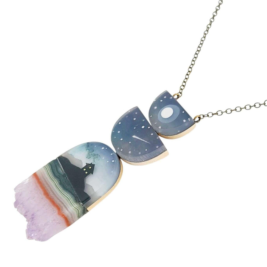 Necklace - Starry Home Crystal (Gunmetal) by Fernworks, image 3 of 7