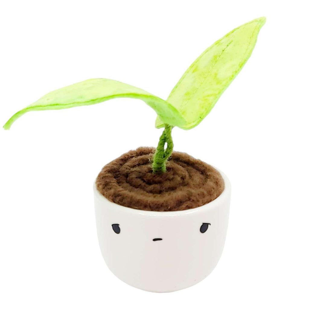 Collectible - Little Sprout Fabric Plant (Sad with Wide Light Green Leaves) by World of Whimm