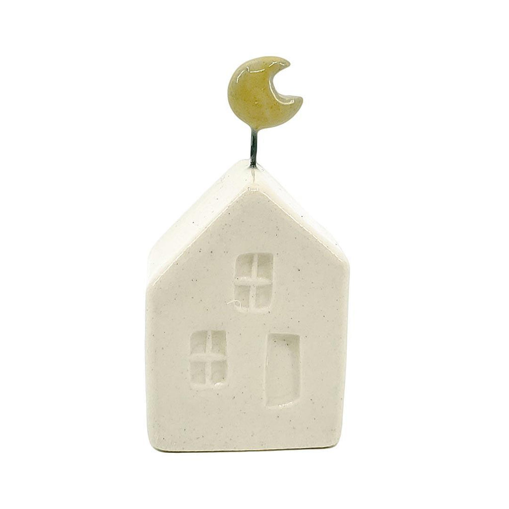 Tiny Pottery House - White with Moon by Tasha McKelvey