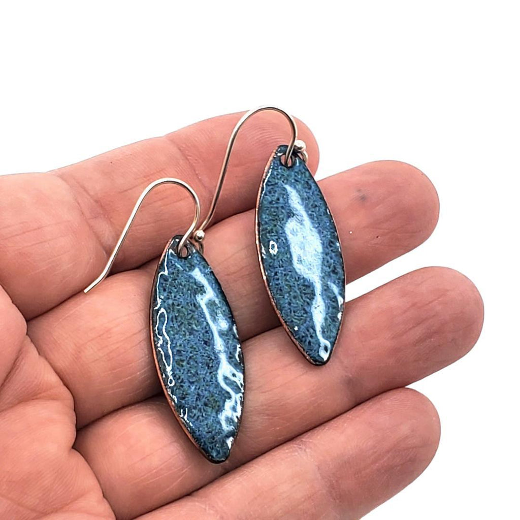 Earrings - Long Leaf Multi Dots (Teal) by Magpie Mouse Studios