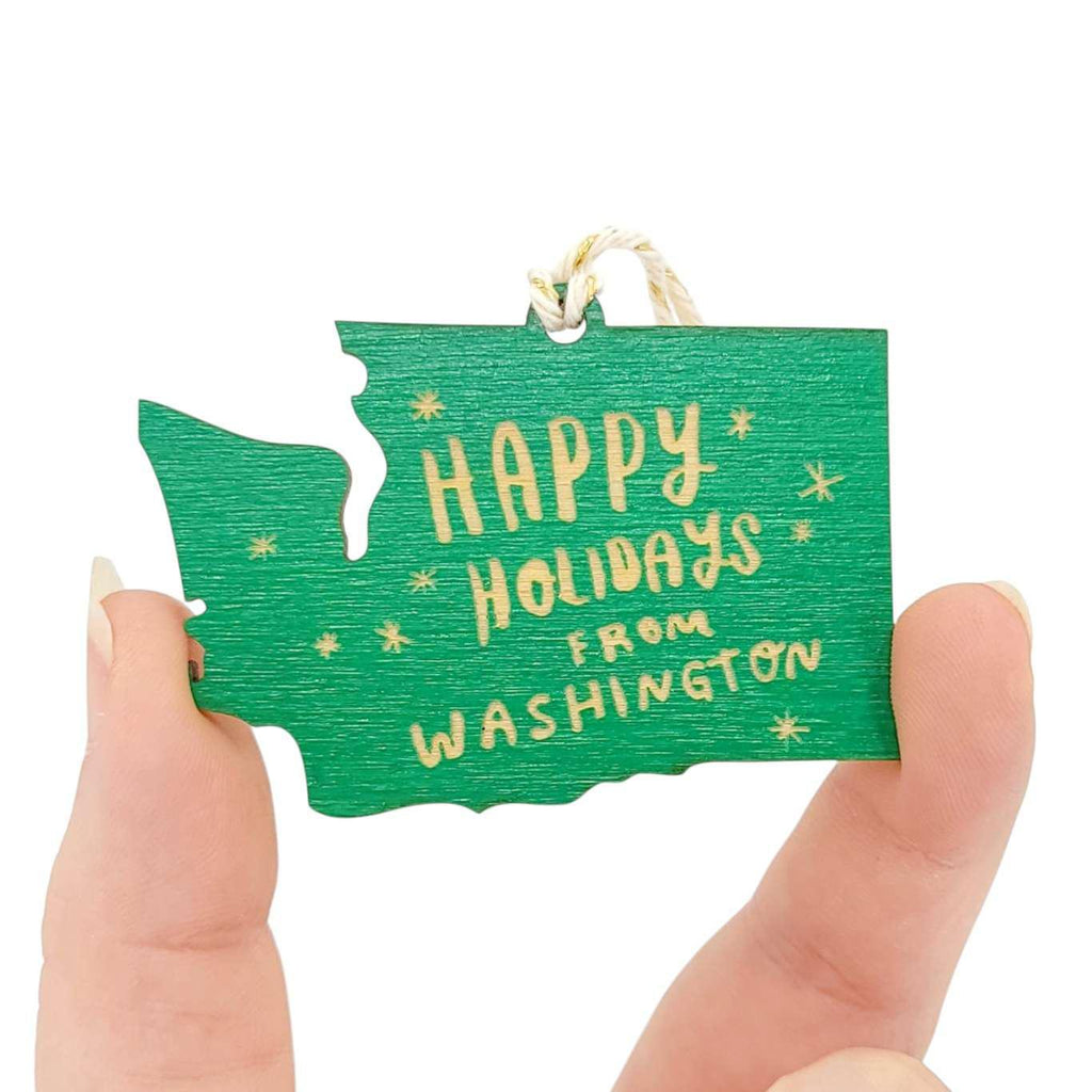 Ornaments - Small - WA State Happy Holidays from Washington (Assorted Colors) by SnowMade