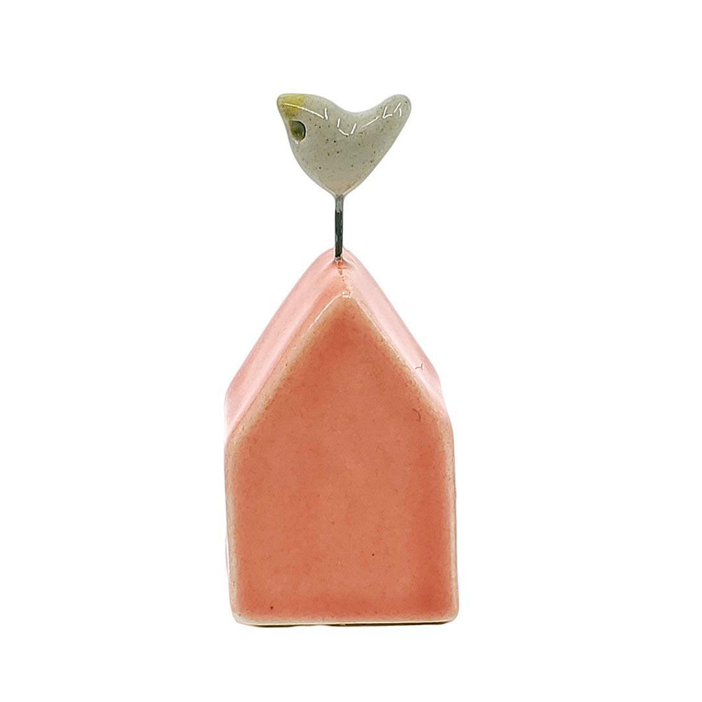 Tiny Pottery House - Coral Pink with Bird (Assorted Colors) by Tasha McKelvey