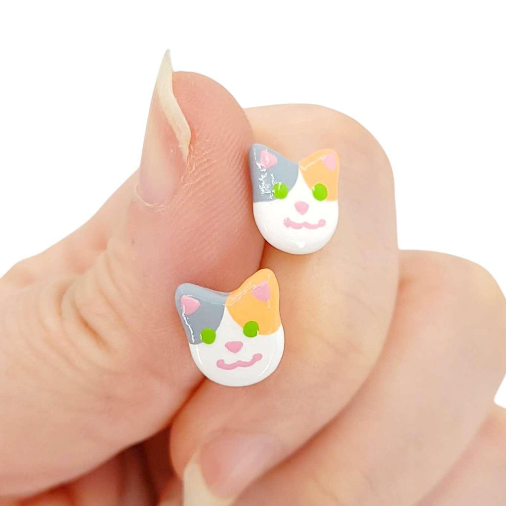 Earrings - Calico Cat Studs by Mariposa Miniatures