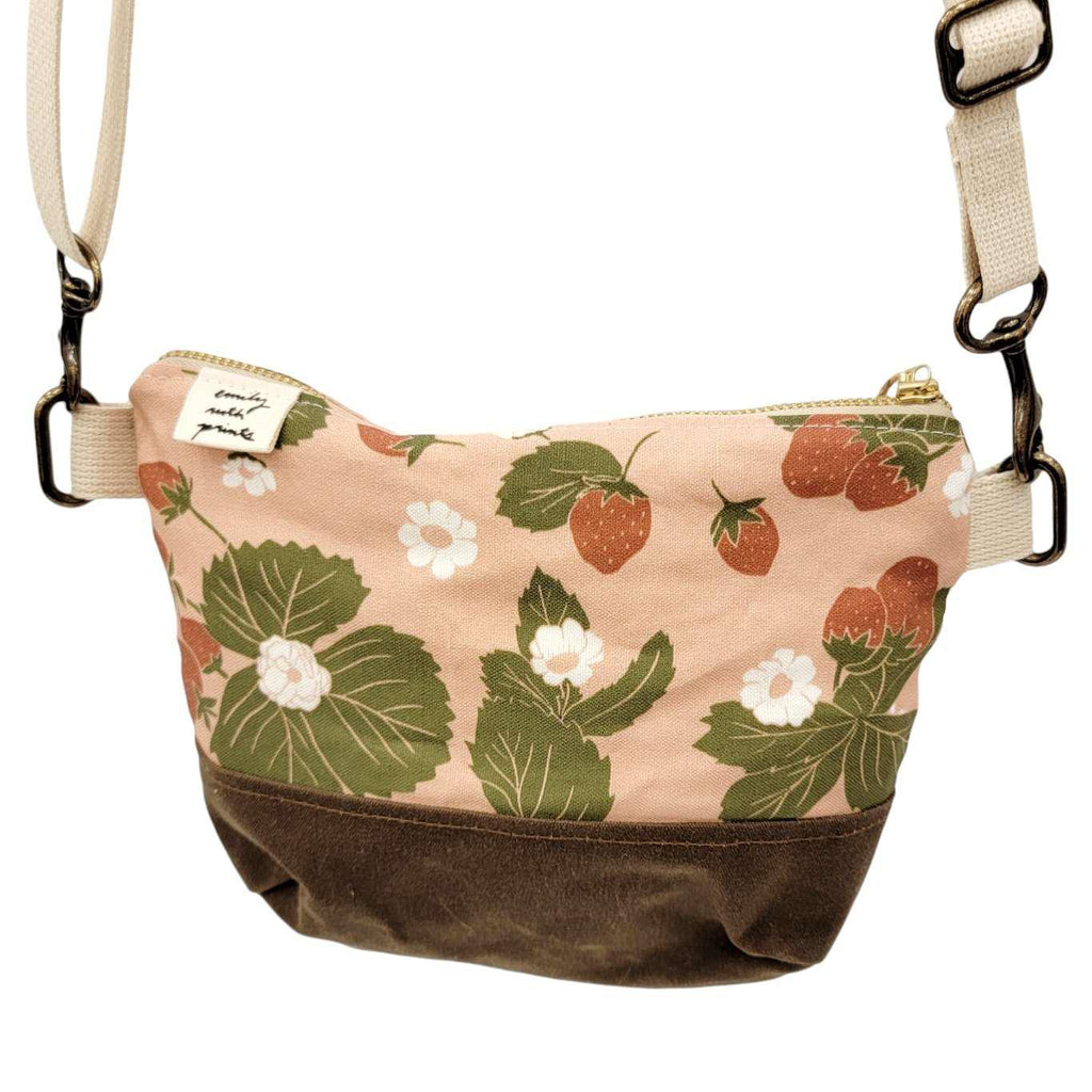 Bag - Small Cross-Body in Strawberry (Pink Red) by Emily Ruth Prints