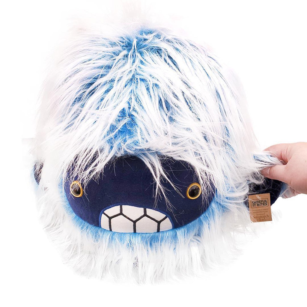 Large Yeti Head  - Blue White with Yellow Eyes by Careful It Bites