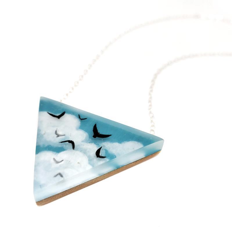 Necklace - Triangle Sky Painted by Fernworks