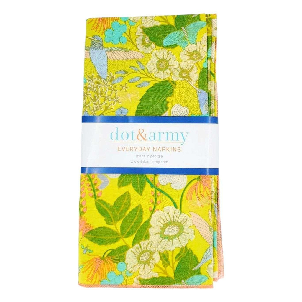 Cloth Napkins - Hummingbirds on Yellow (Set of 4) by Dot and Army