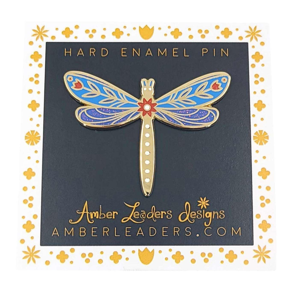 Enamel Pin - Dragonfly with Glitter by Amber Leaders Designs