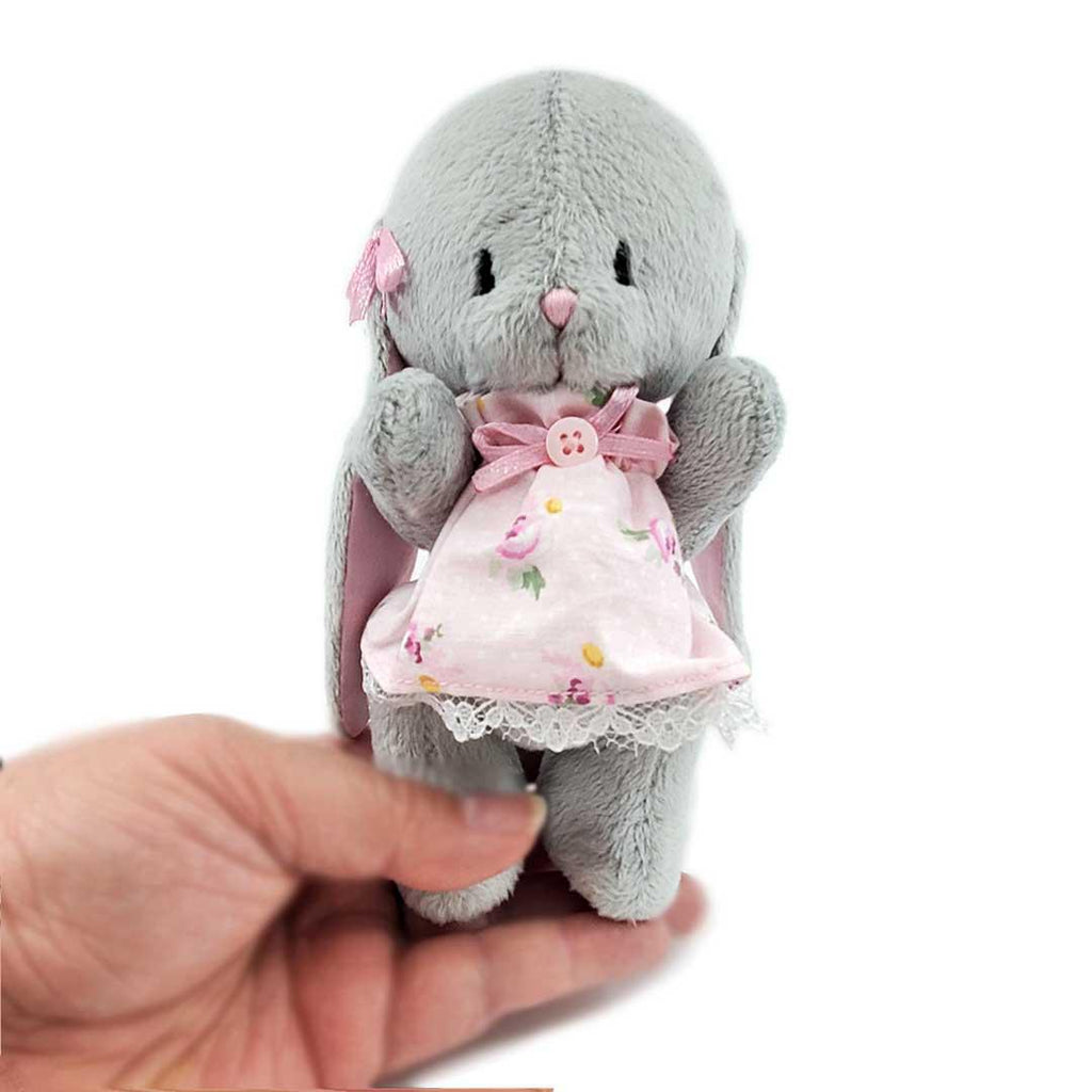 Plush - Gray Bunny in Flower Dress by Frank and Bubby