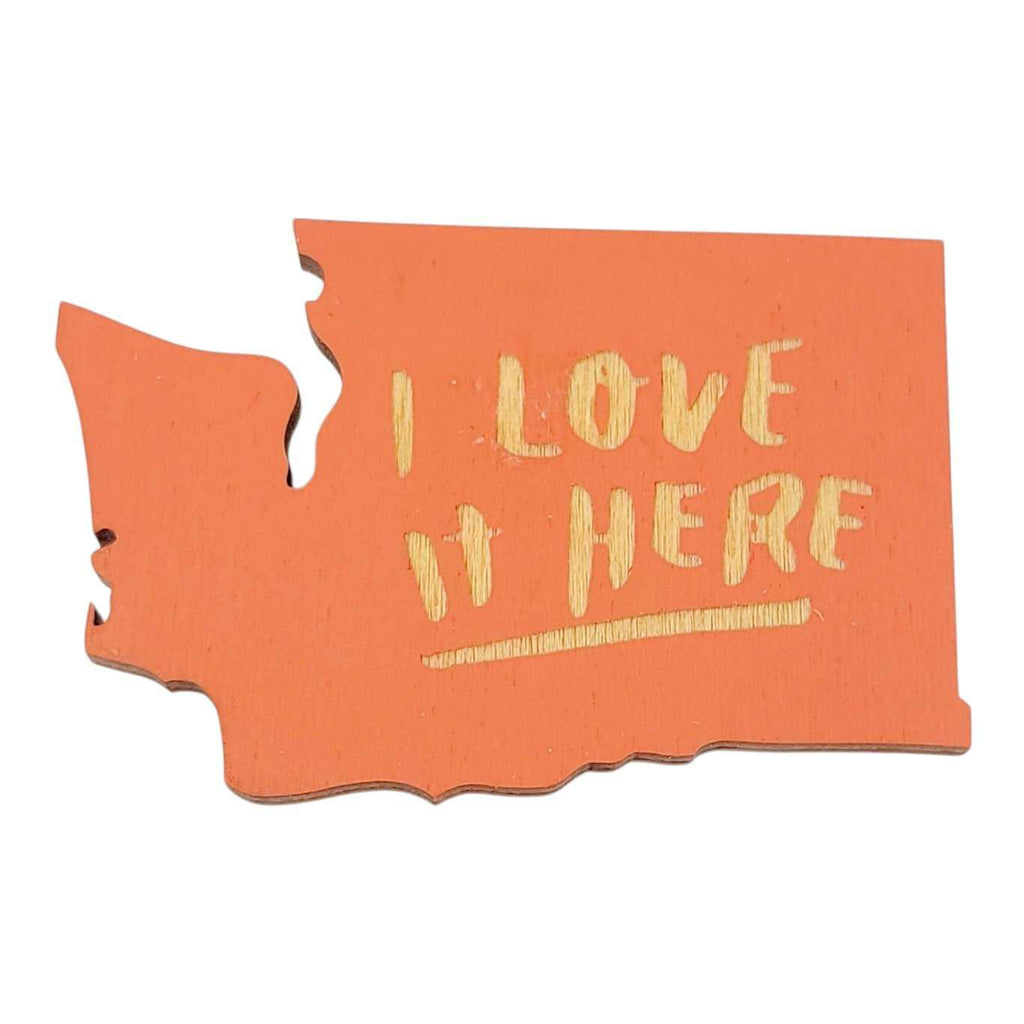 Magnets - Small - WA State I Love it Here (Olive Green or Orange) by SnowMade