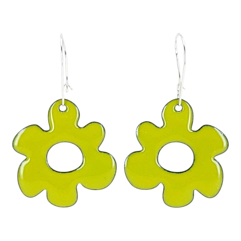 Earrings - Open Mod Flower (Solid Green) by Magpie Mouse Studios