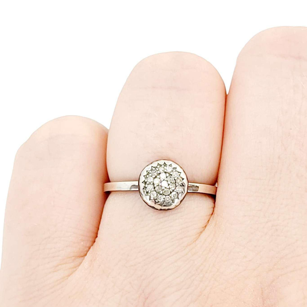 Ring - Size 8 - 8mm Pave Diamond Notched Band (Sterling Silver, Diamond) by 314 Studio