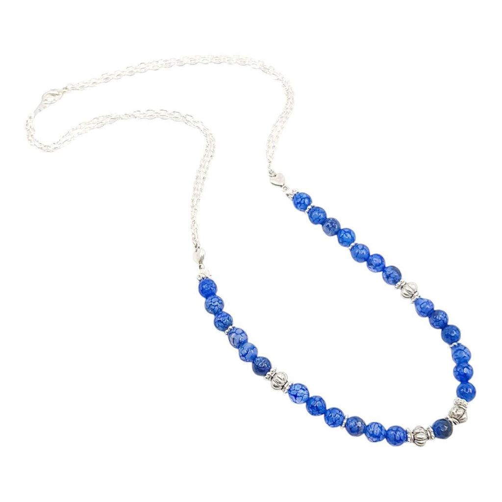 Necklace - Bead Chain (Cobalt Dragon’s Vein Agate) by Tiny Aloha