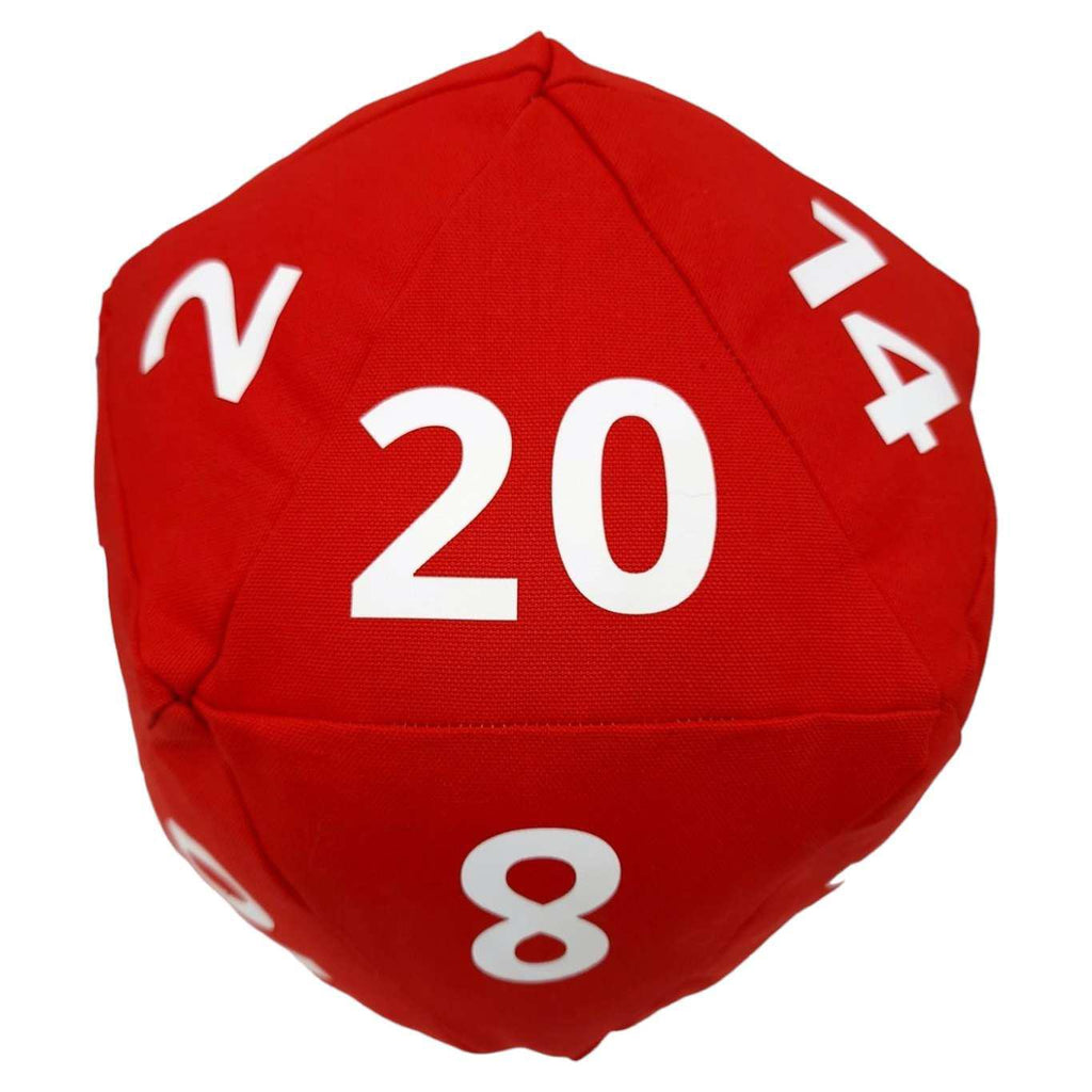 Pillow - Large D20 Plush in Red Canvas with White Numbers by Saving Throw Pillows