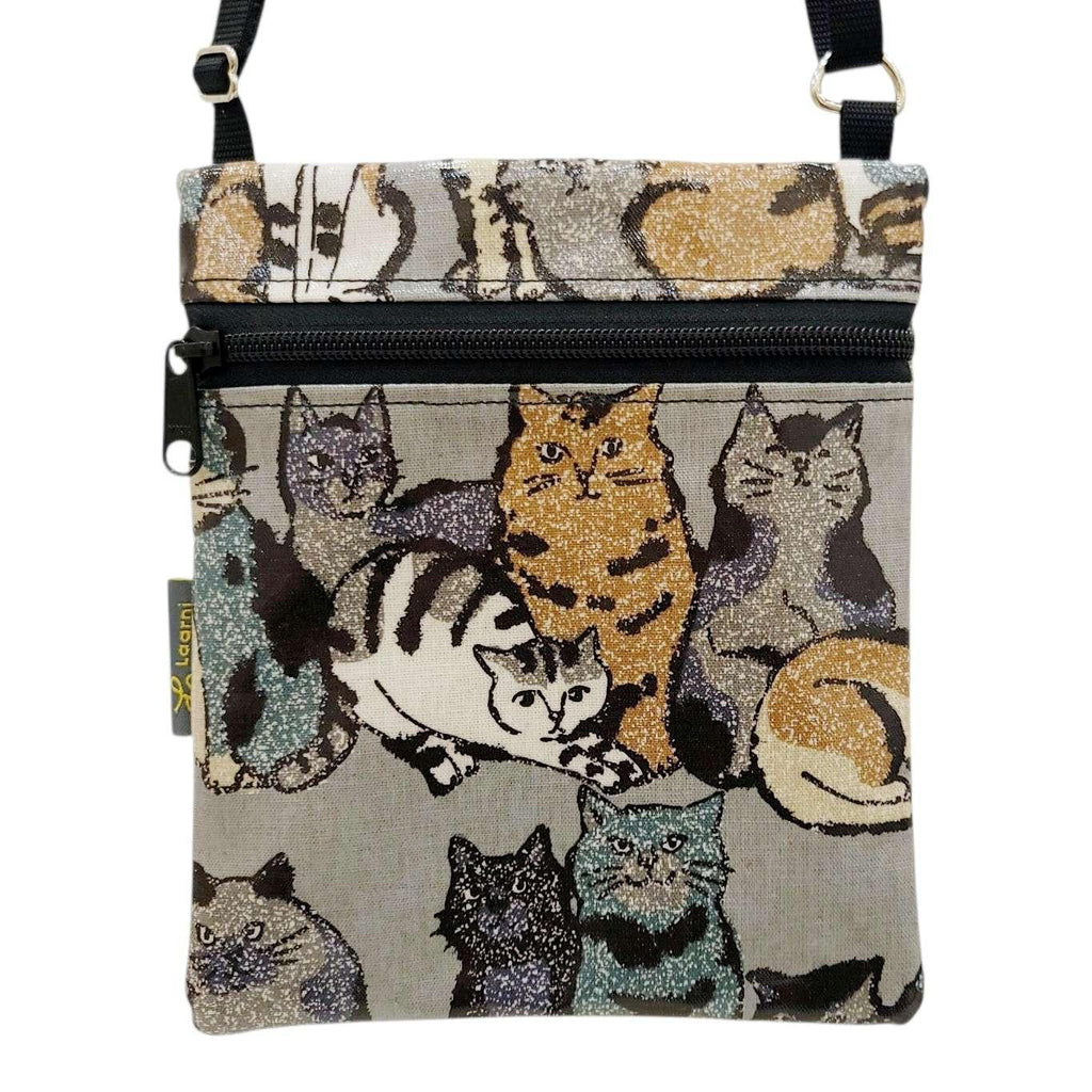 Bag - Small Crossbody (Speckled Cats on Gray) by Laarni and Tita