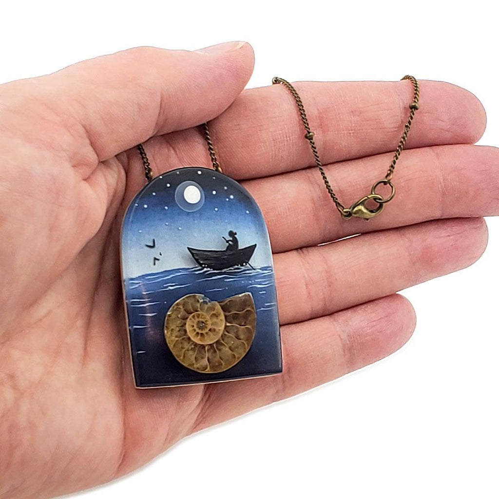 Necklace - Forgotten Seas Fossil Shell Pendant by Fernworks