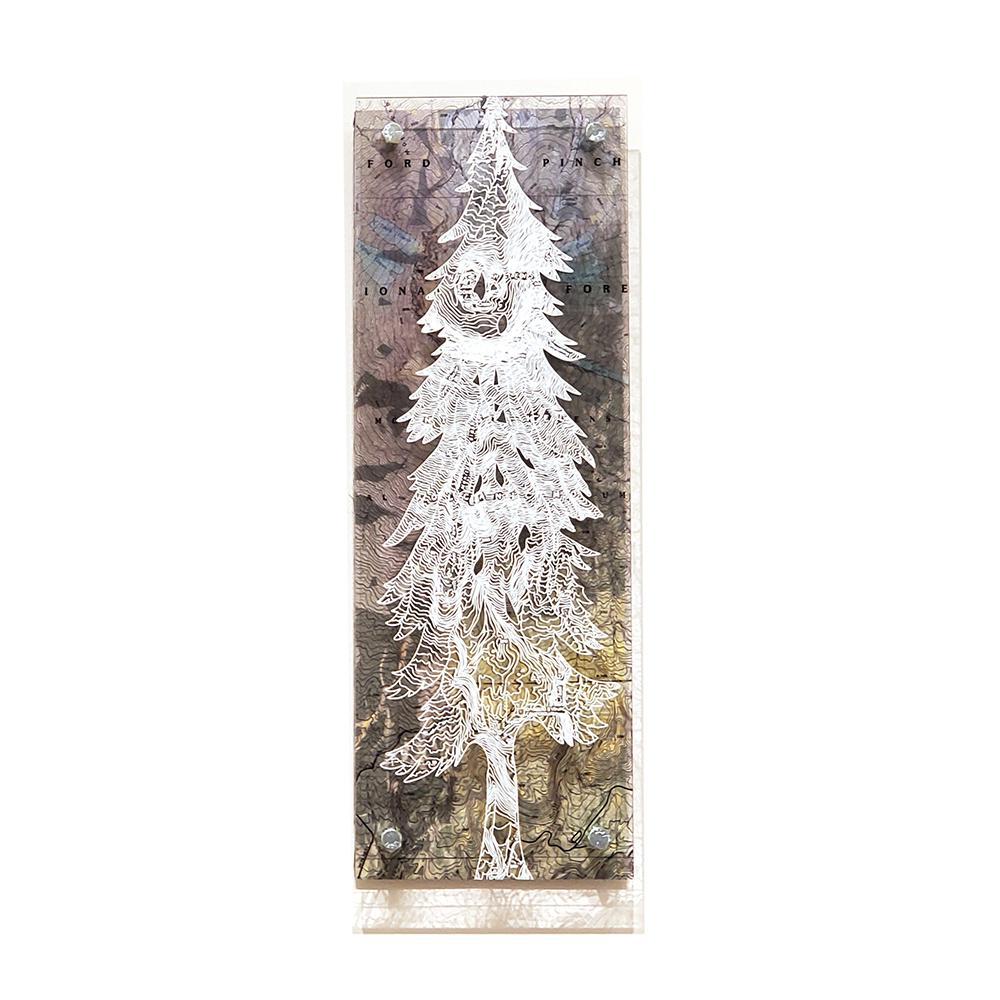 Wall Art - 6x16in - Pine Tree Mount Saint Helens Floating Frame Map by Modern Terrain