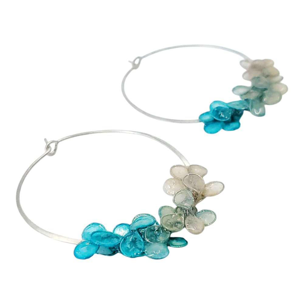 Earrings - Medium Cherry Blossom Silver Hoops (Assorted Colors) by Verso