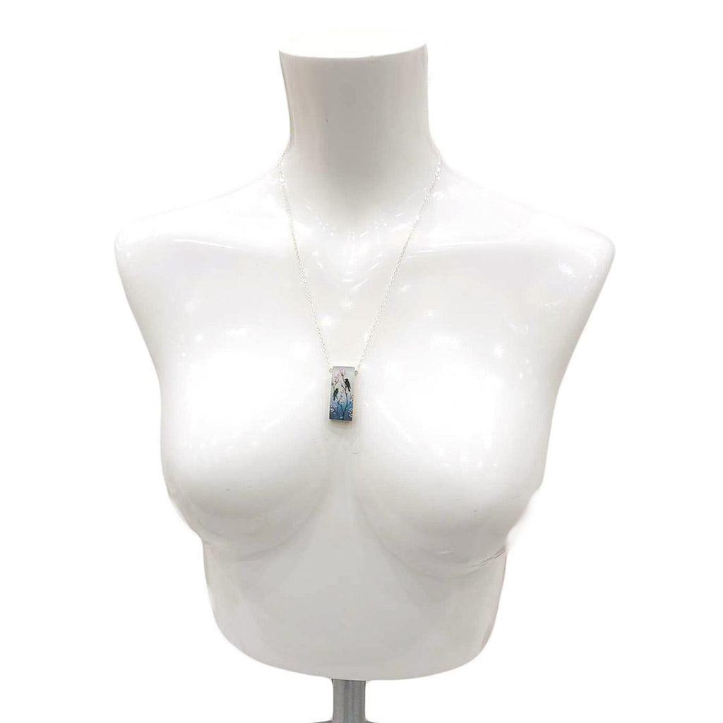 Necklace - Cherry Blossom Birds Tall by Fernworks